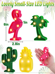 Hawaiian Party Decorations Lights – 4 Shapes Flamingo Cacti Pineapple Palm Tree
