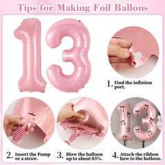38Pcs Happy 13th Birthday Decorations for Girls White Pink and Black Birthday…