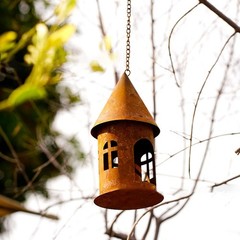 Rustic Metal Castle Candle Holder Hanging with Compact Size for Table and Shelf
