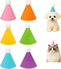 Colorful Mini Party Hats for Pets and Dolls – 6 Pack Birthday Accessories