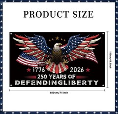 Patriotic 250th Anniversary Backdrop 71×43 Inches for Independence Day Decor