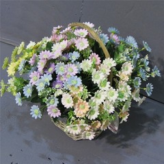 Artificial Flower Bundle Light Yellow Blue Pink Purple Lemon Yellow White 32cm