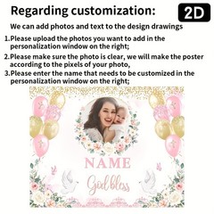 1pc 2D Personalized Party Banner Theme Custom Name Photo Backdrop Decor♪