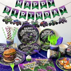 Monster Truck Birthday Decorations, Monster Truck Party Supplies Serves 16 Guest