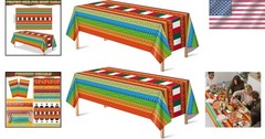 Day of Dead Tablecloths 2 Pack: Vibrant Mexican Fiesta Decor, Waterproof Cover