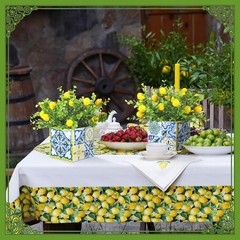 Giegxin Blue Tiles Lemon Table Centerpiece Decor Amalfi Coast Box Multi Color