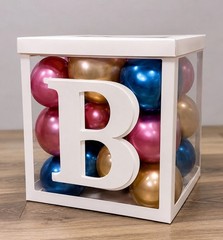 PABUES BABY Balloon Box Set 4pcs White Clear Paper Plastic Baby Shower
