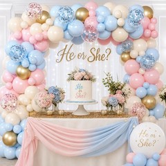 Gender Reveal Balloon Arch Kit, 147pcs Blush Pink and Blue Balloons Sand Whit…