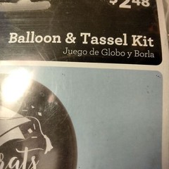 Graduation Balloon Tassel Black Silver 36 in Streamers Open house