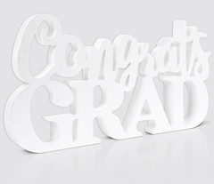 White 2026 Graduation Party Decorations Congrats Grad Sign Wooden Centerpiece