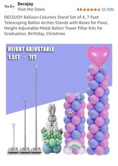 Decojoy Balloon Column Stand Set Of 4 Adjustable 7 Feet Balloon Arch Stands