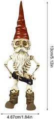 Skeleton Gnome Garden Statue – Skeleton Figurine with Dog Skull & Bones Decor