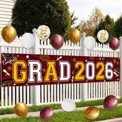 Maroon and Gold Graduation Decorations Yard Sign Banner Class of 2026 Maroon and