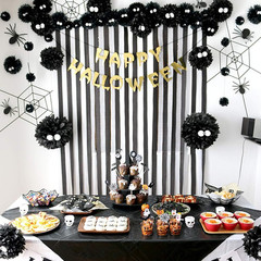 8 Rolls Black Crepe Paper Streamers, Wedding Birthday Baby Shower Halloween Part
