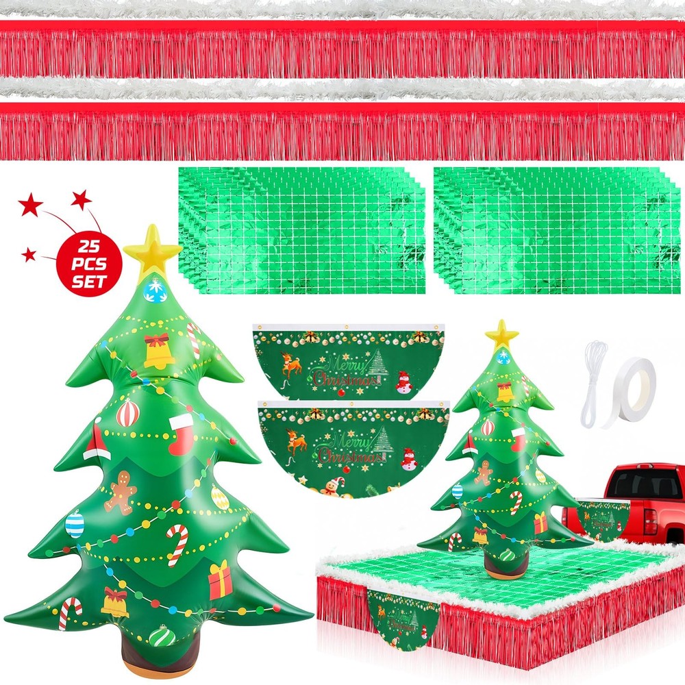 25 Pcs Christmas Parade Float Decorations for Trailer with 63″ Giant Inflatab…