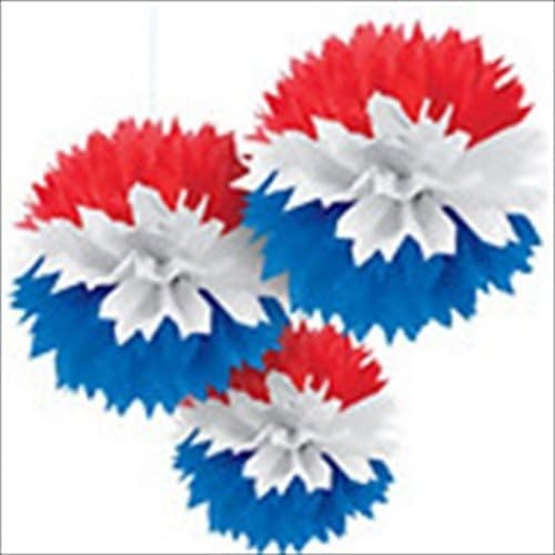 Patriotic July 4th Holiday USA Theme Party Hanging Paper Fluffy Decorations