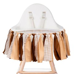 Beige Khaki Gingham Fabric Banner – Brown Teddy Bear Theme High Chair Banner …
