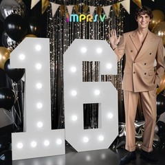 4ft Light Up Number 16 Birthday Decorations Marquee Foam Board Party Decor New