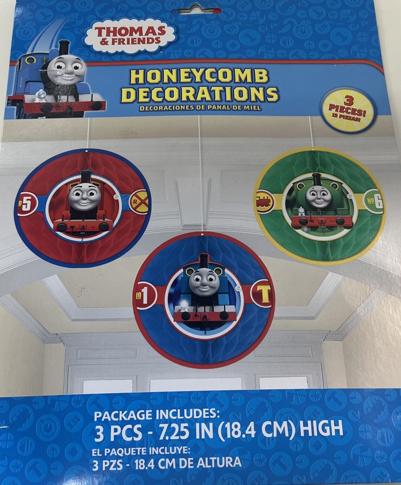 THOMAS All Aboard Friends HONEYCOMB DECORATIONS (3) ~ Birthday Party Supplies