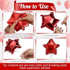 30 Pcs Mini Star Self Inflatable Balloons with Sticks Self 4 Inches Red