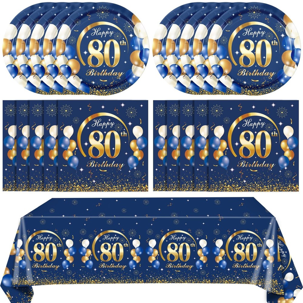 41PCS 80th birthday decorations Navy Blue and Gold 80th Birthday Party Favor …