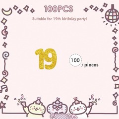 100 PCS Number 19 Confetti Gold Glitter Paper Scatter 19th Birthday Pot