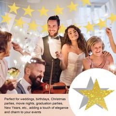 24 Pcs Stars Cutouts, 6 Inch Double Printed Paper Stars, Silver/Laser Gold