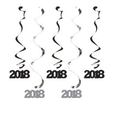 2018 Dizzy Danglers Hanging Decorations Black Silver 5 Ct New Years