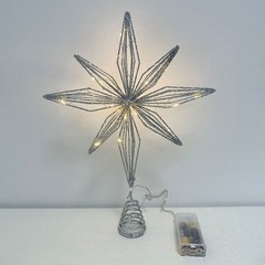 LED Tree Topper Star Christmas Decorations Top Xmas Star Light Up Glitter GiftAE