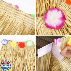 Fovths Luau Grass Table Skirt Natural 9 Feet x 29.5 Inch Hawaiian Table Skirt