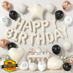 Adorely Black Gold Birthday Banner Decor