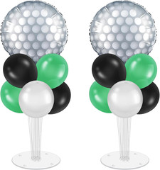 Golf Party Balloons Stand Kit 2 Sets Silver Green Black White Balloons Centerpie