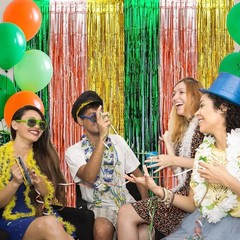 Hawaiian Luau Party Decorations, 2 Pack of 3.3×6.6 ft Green Brown and Yellow