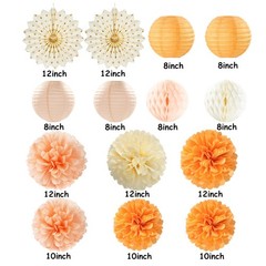 Beige-Orange Peach Fall Party-Decorations -Lanterns- 14pcs Autumn Thanksgivin…