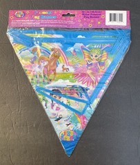 Vtg Lisa Frank Mylar Pennant Flag Banner (Blue Top) Horse Fairy Eskimo Dolphin