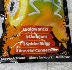 Halloween Glow Party Skeleton Kit Spider Rings Glow Sticks Lot Of 4