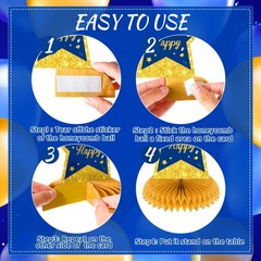 9Pcs Blue 60th Birthday Decorations Navy Gold