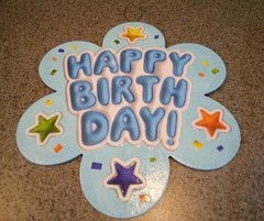 Happy Birthday sign Handcrafted USA thin canvas on cardbrd cut-outs glitter star