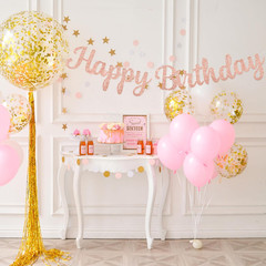 Pre-Strung Rose Gold Happy Birthday Banner NO DIY for Women Men Party Decoration
