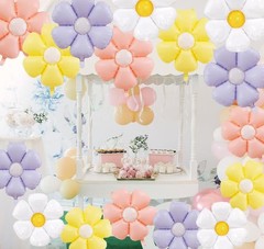 16 Pieces Daisy Foil Balloons – 4 Colors 21 & 12 Inches Boho Flower Mylar Bal…