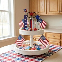 Charming 3-Piece Wooden Firework Decor – Ideal for 4th of July Celebrations