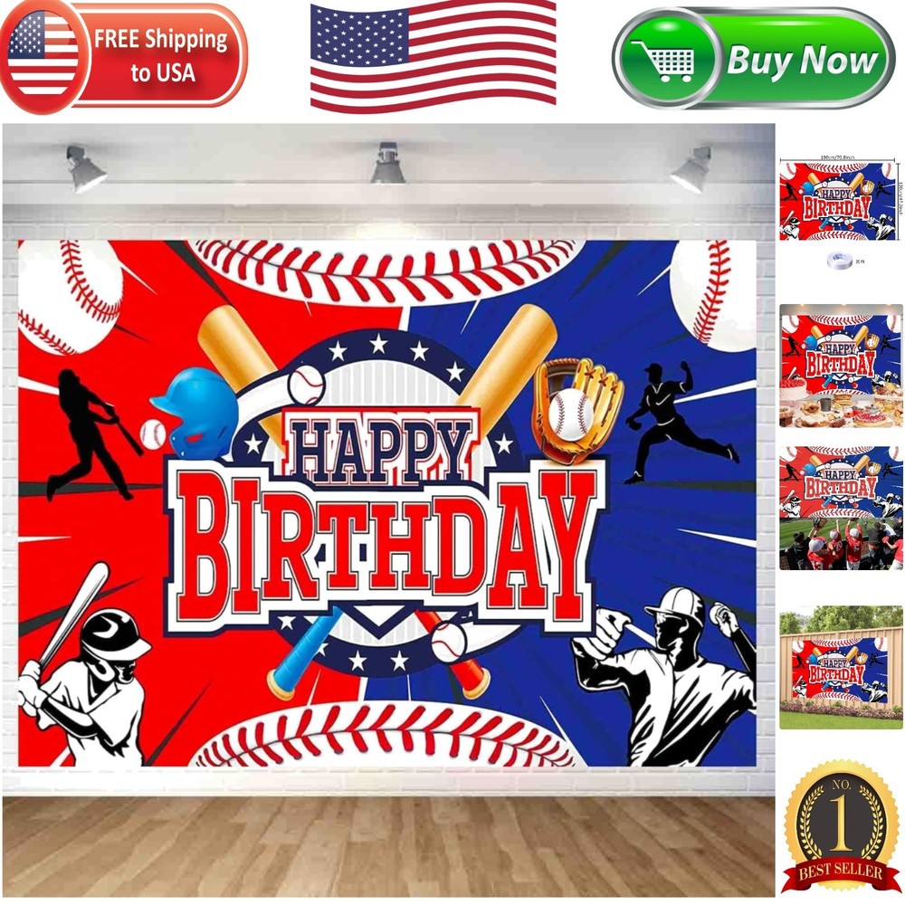 Lightweight Baseball Birthday Decoration Backdrop 70.8 x 47.2 – Foldable Design