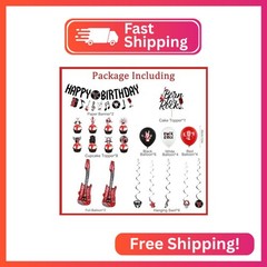 Crenics Rock and Roll Birthday Party Decorations – Happy Birthday Banner, Hangin