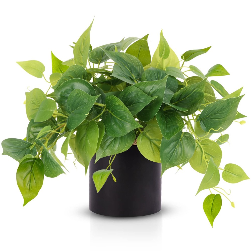 JPSOR Artificial Indoor Plants for Home Decor, 12 inches B-black Ceramic Pot
