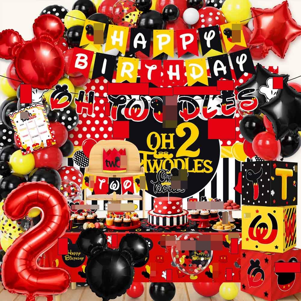 Mouse 2nd Birthday Party Decorations 143Pcs Oh Twodles Birthday Decorations B…