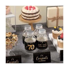 Tenare 72 Pcs Black and Gold Happy 70th Birthday Party Decorations Mini Wine …