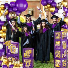 Graduation Decorations Class of 2026, Purple and Gold Graduation Decorations
