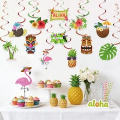 Hawaiian Luau Hanging Decorations, Luau Party Decorations, 24 PCS Hawaiian Lu…