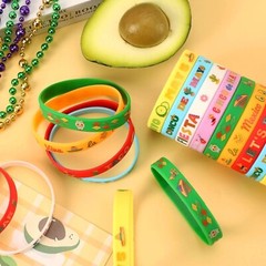 JUNEBRUSHS 42pcs Mexican Fiesta Silicone Bracelets Cactus Guitar Hat Rubber