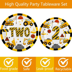 193 Pcs Construction 2Nd Birthday Party Supplies Dump Truck Two Years Old Party